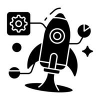 Conceptual solid design icon of space rocket vector