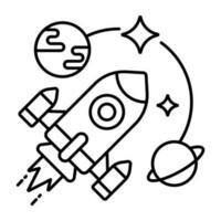 conceptual lineal diseño icono de cohete vector