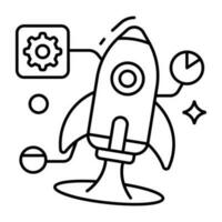 Conceptual linear design icon of rocket vector