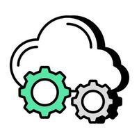 Conceptual flat design icon of cloud setting vector