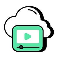 Editable design icon of cloud video vector