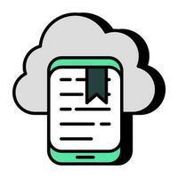 Conceptual flat design icon of cloud bookmark vector