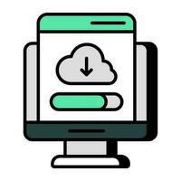 Conceptual flat design icon of cloud download vector