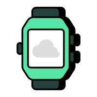 Conceptual flat design icon of cloud smartwatch vector