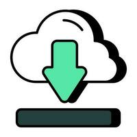 Conceptual flat design icon of cloud download vector