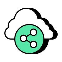 A flat design icon of share cloud vector