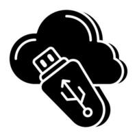 prima descargar icono de nube USB vector