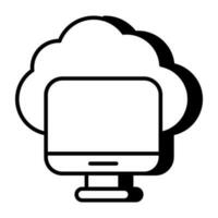 icono de descarga premium de la computadora en la nube vector