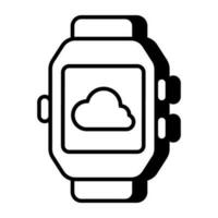 Conceptual linear design icon of cloud smartwatch vector