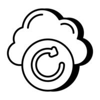 A flat design icon of cloud reload vector