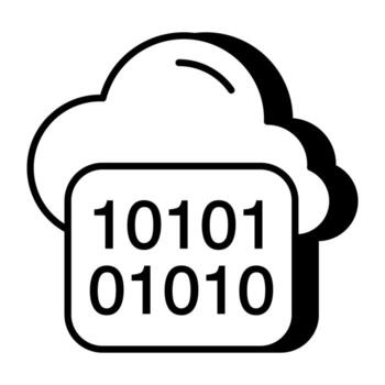 vector diseño icono de nube binario código