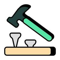 Conceptual flat design icon of fix iron nail vector