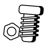 A linear design icon of nut bolt vector