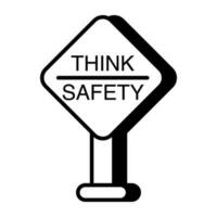 A linear design icon of think safety board vector