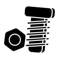 A solid design icon of nut bolt vector