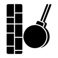 An icon design of wrecking ball with building, demolition vector