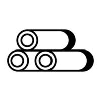 A glyph design icon of plastic pipes vector