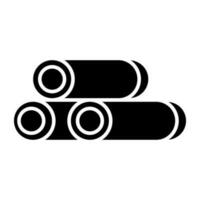 A glyph design icon of plastic pipes vector