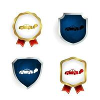 Abstract Car Pollution Badge and Label Collection vector