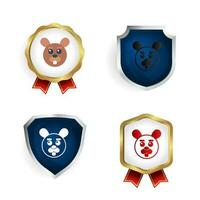 Abstract Flat Beaver Head Badge and Label Collection vector