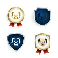 resumen plano perro cabeza Insignia y etiqueta colección vector