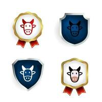 Abstract Flat Cow Head Badge and Label Collection vector