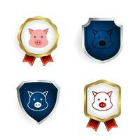 Abstract Flat Pig Head Badge and Label Collection vector