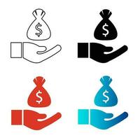 Abstract Hand Holding Money Bag Silhouette Illustration vector