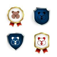 Abstract Flat Wombat Head Badge and Label Collection vector