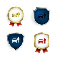 Abstract Man With Car Badge and Label Collection vector