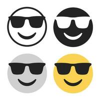 Abstract Smiling Face With Sunglasses Silhouette Illustration vector