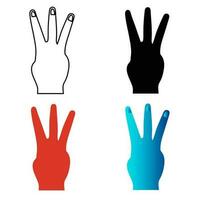 Abstract Three Finger Hand Gesture Silhouette Illustration vector