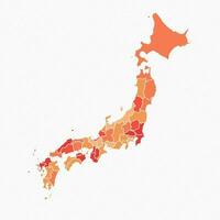 Colorful Japan Divided Map Illustration vector