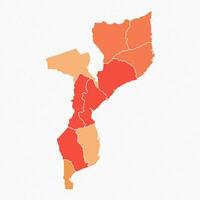 vistoso Mozambique dividido mapa ilustración vector