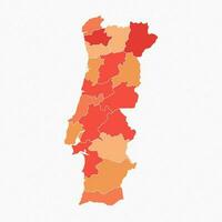 Colorful Portugal Divided Map Illustration vector