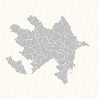 detallado mapa de azerbaiyán con estados y ciudades vector