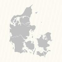 Detailed Map of Denmark With States and Cities vector