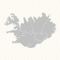 Detailed Map of Iceland With States and Cities vector