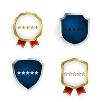 Abstract 5 Stars Review Badge and Label Collection vector