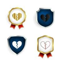 Abstract Broken Heart Badge and Label Collection vector