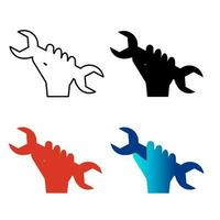 Abstract Hand Holding Wrench Silhouette Illustration vector