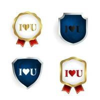 Abstract I love You Badge and Label Collection vector