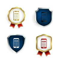 Abstract Online Exam Badge and Label Collection vector
