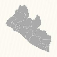 Detailed Map of Liberia With States and Cities vector