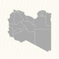 detallado mapa de Libia con estados y ciudades vector