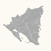 Detailed Map of Nicaragua With States and Cities vector