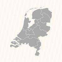 Detailed Map of Netherlands With States and Cities vector