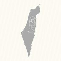 Detailed Map of Palestine With States and Cities vector