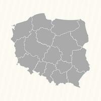 Detailed Map of Poland With States and Cities vector