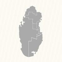 Detailed Map of Qatar With States and Cities vector